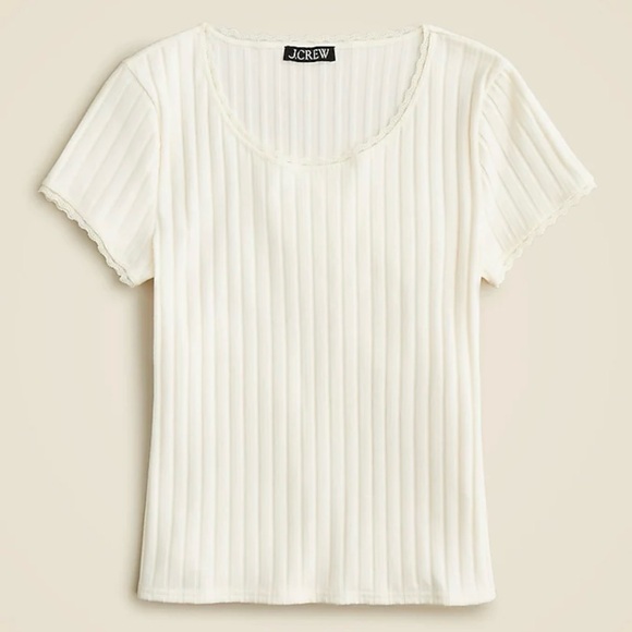 White Ribbed Short Sleeve Top - Picture 2 of 5